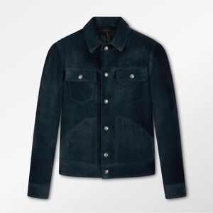Tom ford dark bluer suede leathered western jacket